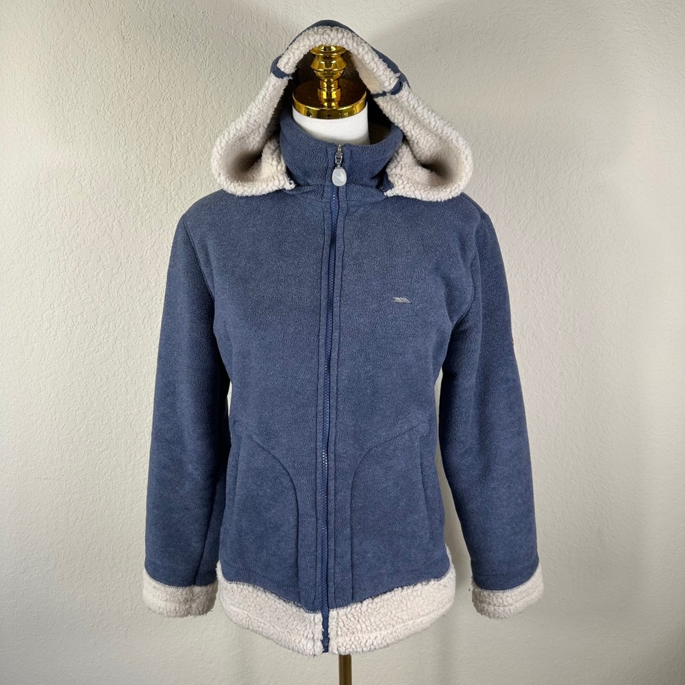 Trespass Fleece Jacket Women M Blue Sherpa Lined Hooded Full Zip Airtrap Coat
